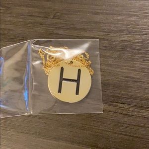 H letter round necklace 925k sterling silver